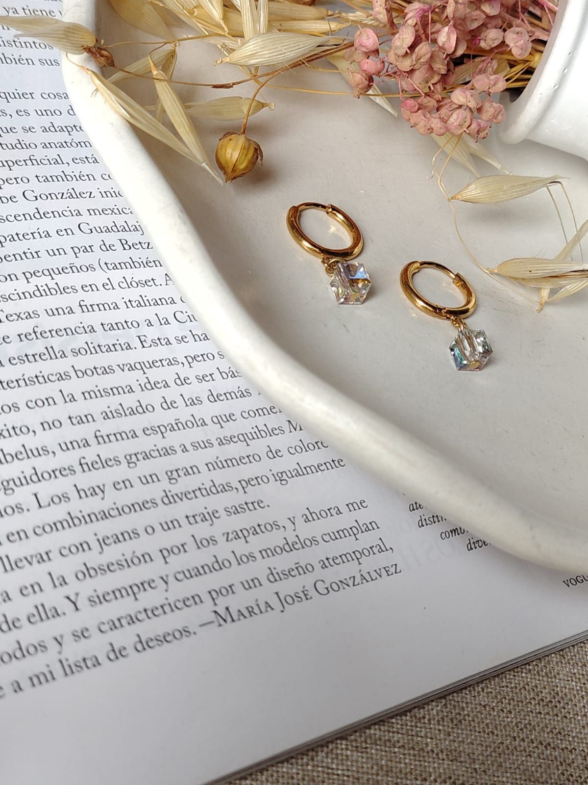 Argolla  bisagra CRISTAL CUADRADO