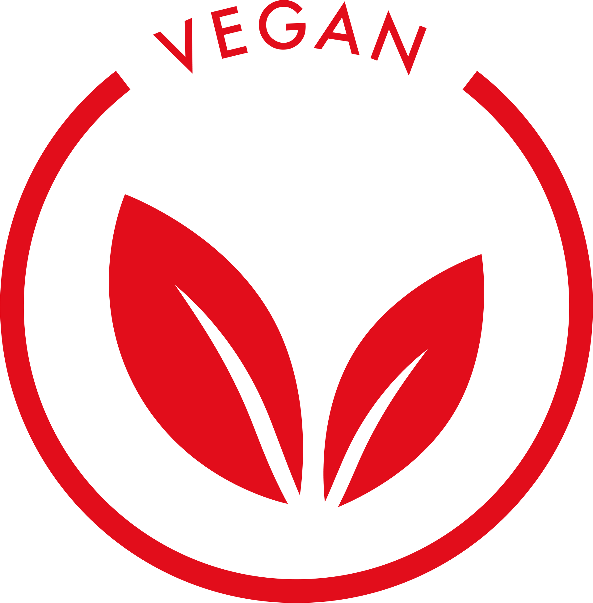 a red circle with two leaves and the word vegan on it