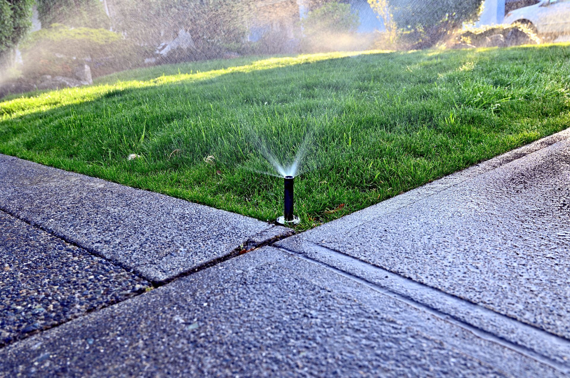 closeup of lawn sprinkler