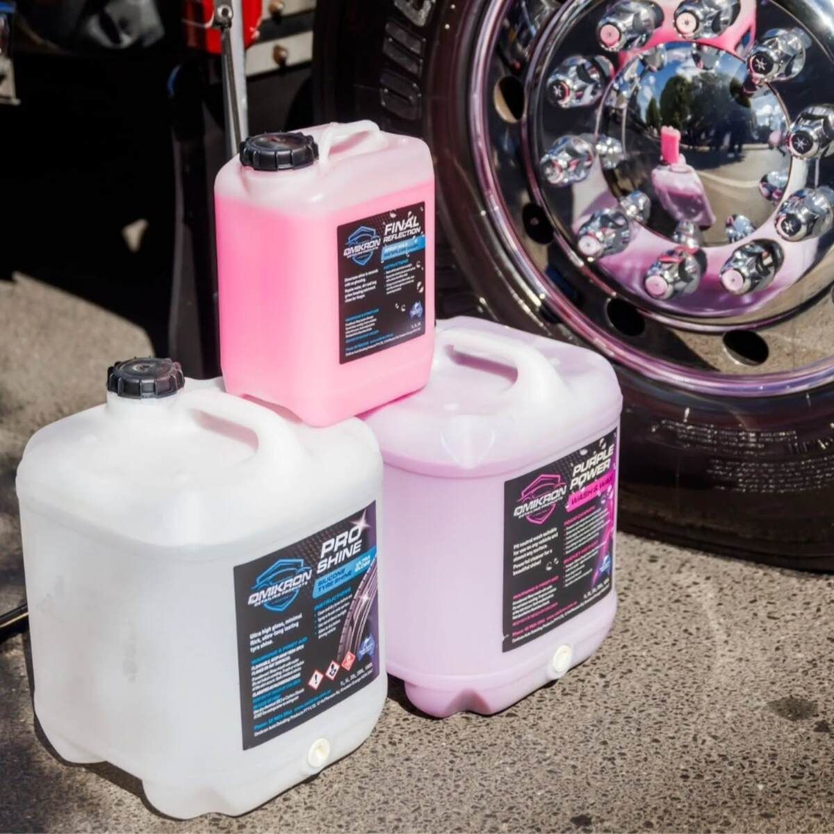 Three Gallons Of Pink And White Liquid Are Stacked On Top Of Each Other — Summerland Tool Supplies In Casino, NSW