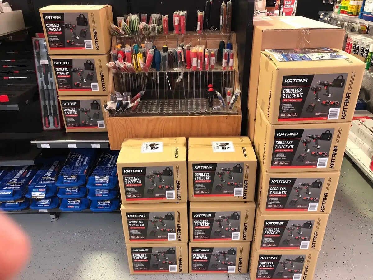 A Bunch Of Boxes Are Stacked On Top Of Each Other In A Store — Summerland Tool Supplies In Casino, NSW