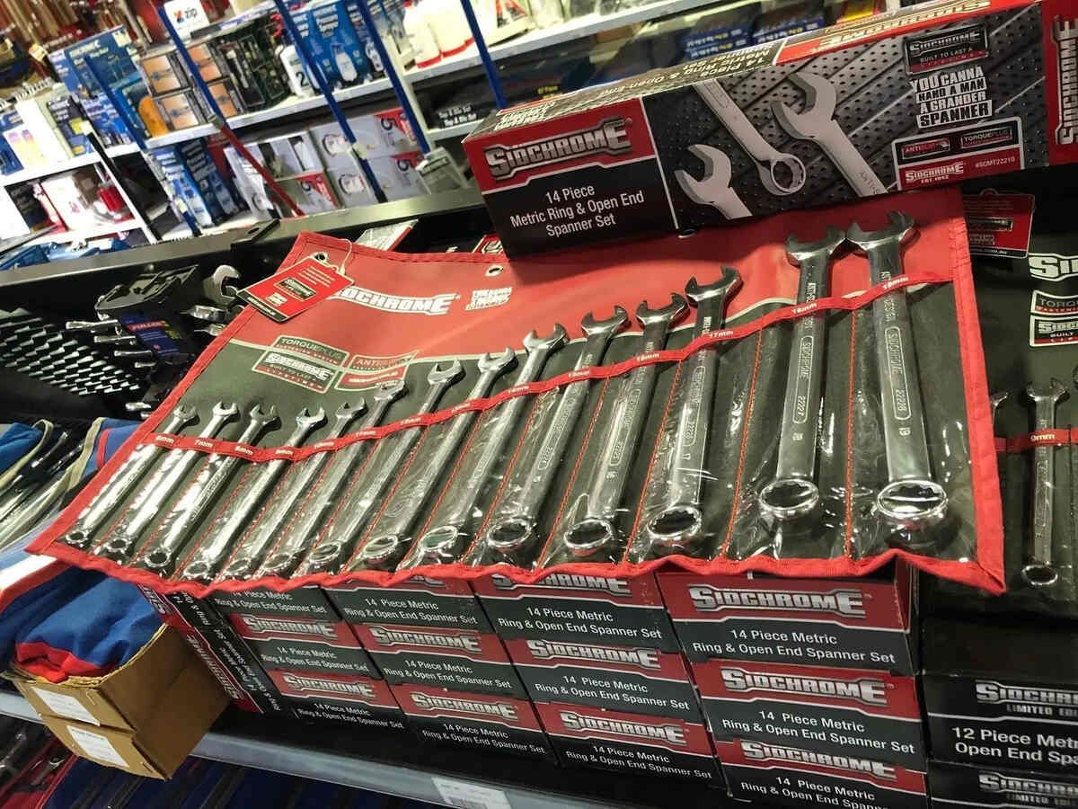 A Bunch Of Wrenches Are Sitting On A Shelf In A Store — Summerland Tool Supplies In Casino, NSW