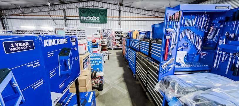 A Warehouse Filled With Lots of Blue Tools and Boxes — Summerland Tool Supplies in Casino, NSW