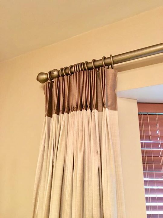 Pinch pleat curtain with contrast trim