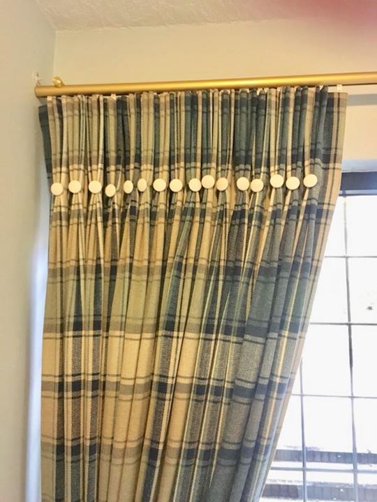Navy interlined pinch pleat curtains