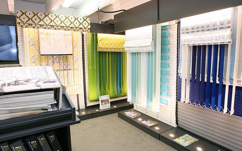 curtain blinds at display