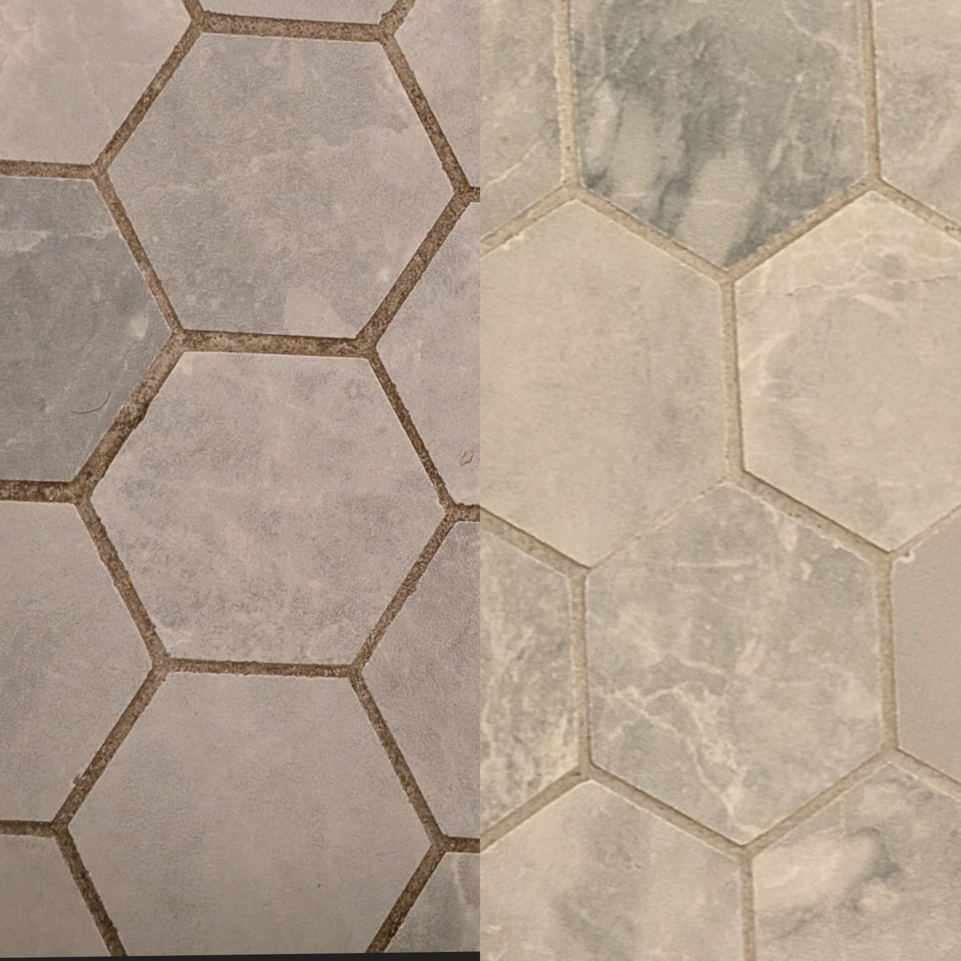 Yellow-gloved hand cleaning white tiled wall with a sponge.