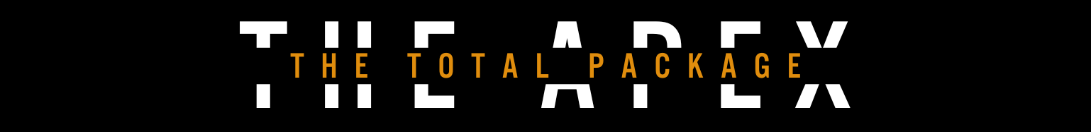 A black background with white text that says the total package