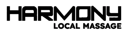 Harmony Local Massage HARMOONY logo with “LOCAL MASSAGE” in black text on a white background