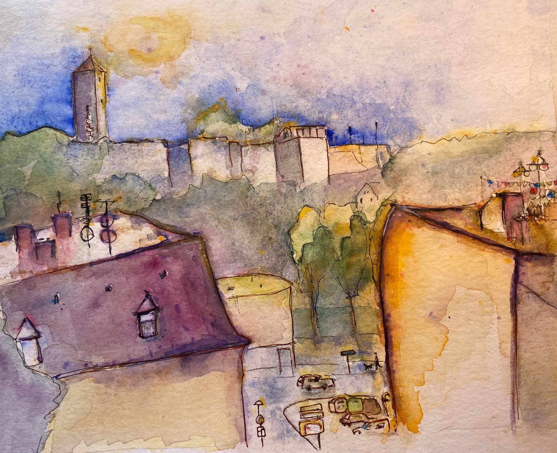 Blick vom Kröllwitzer Felsen zur Burg Giebichenstein