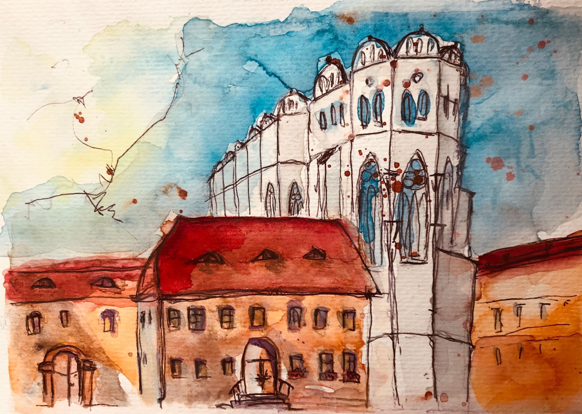 Blick zum Dom in Halle (Saale), Domplatz