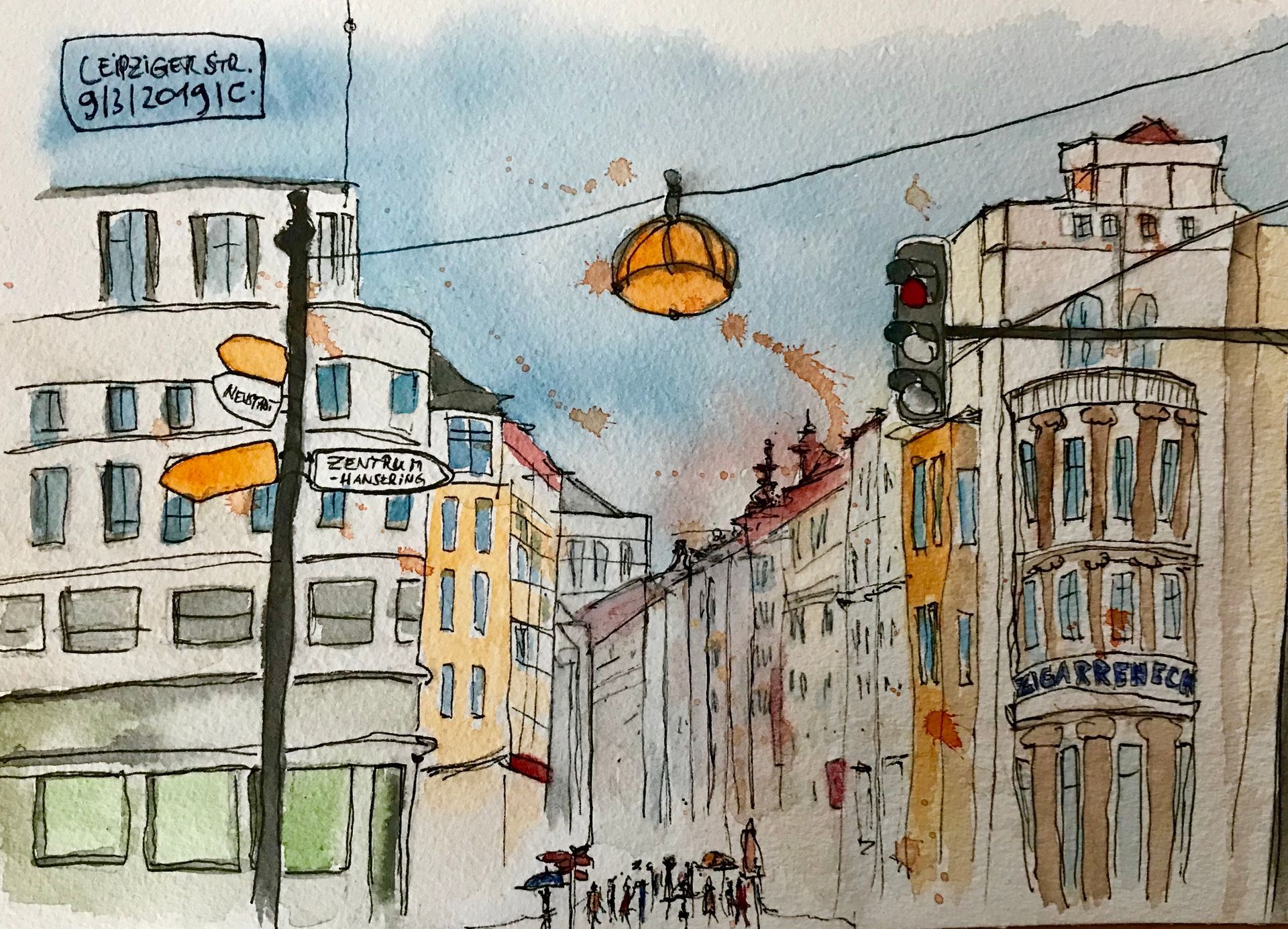 Leipziger Straße in Halle (Saale), Boulevard, mit Zigarreneck