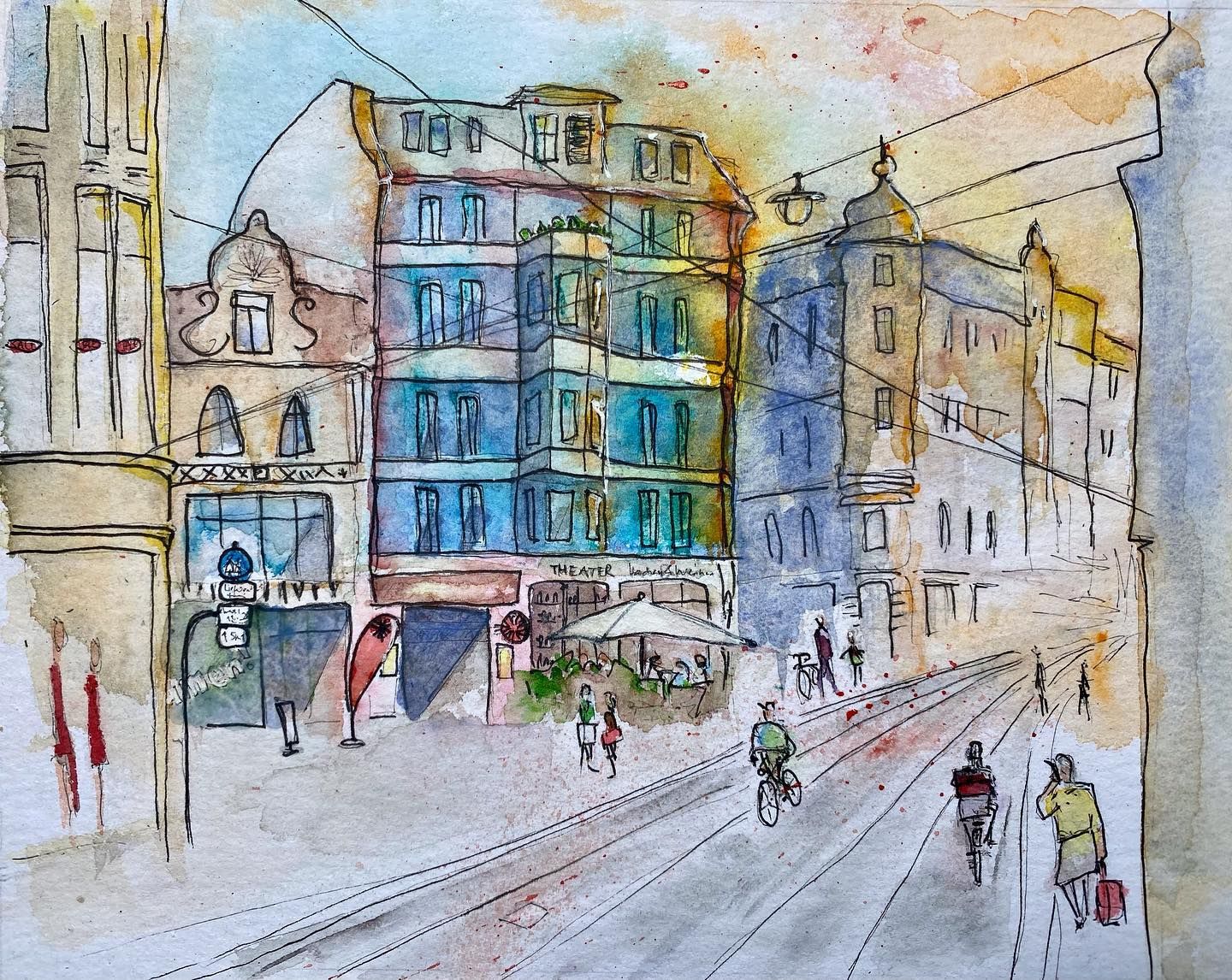 Blick in die Große Ulrichstraße mit neuem theater