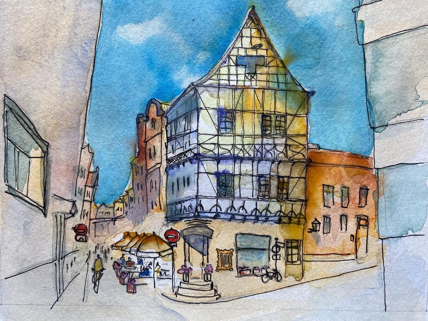 Kleine Ulrichstraße mit Blick auf eines der ältesten Fachwerkhäuser Halles