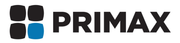 Logo PRIMAX con icona quadrata nera e blu e testo nero in grassetto.