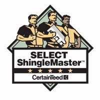 Select ShingleMaster CertainTeed logo with three roofers holding shingles above the text.