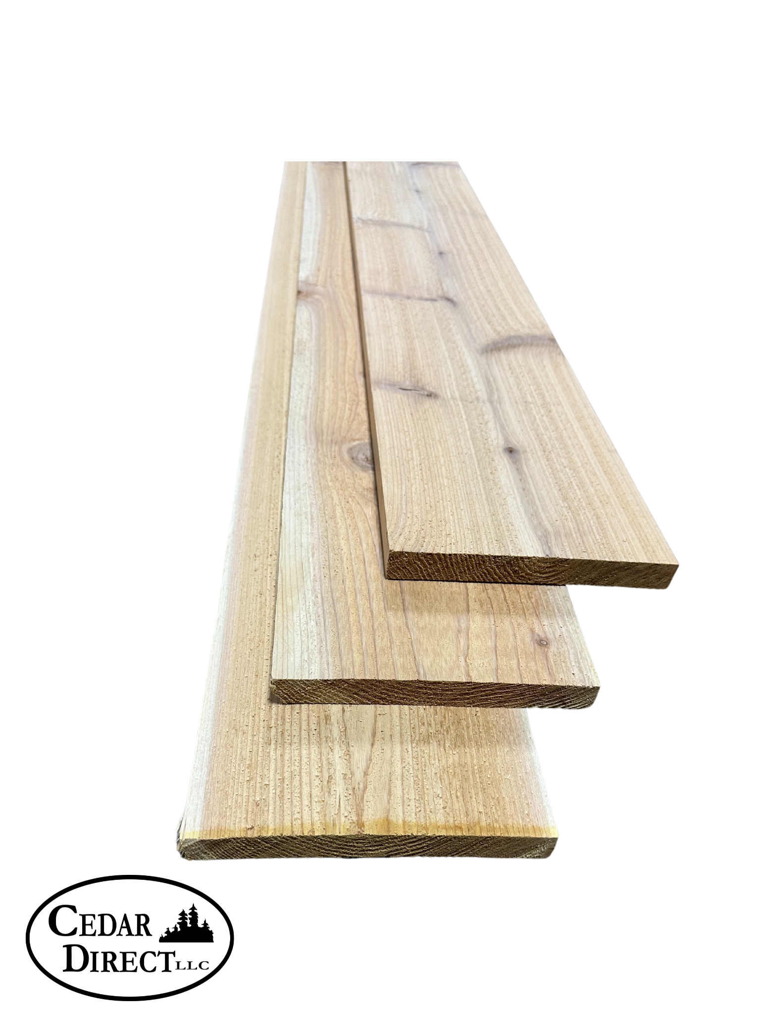 Three pieces of wood are stacked on top of each other on a white background.