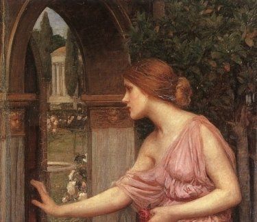 Particolare del quadro Psiche entra nel giardino di Cupido di John William Waterhouse