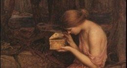 Quadro Psiche che apre la scatola d'oro di John William Waterhouse