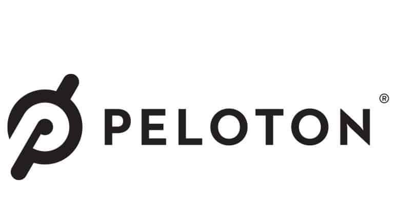 A black and white logo for peloton on a white background.