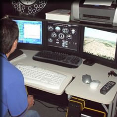 Student Practicing on a Flight Simulator