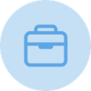 Blue briefcase icon within a light blue circle, suggesting work or business.