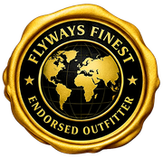 Gold wax-seal logo with globe and text “FIYLWAYS FINEST ENDORSED OUTFITTER.”