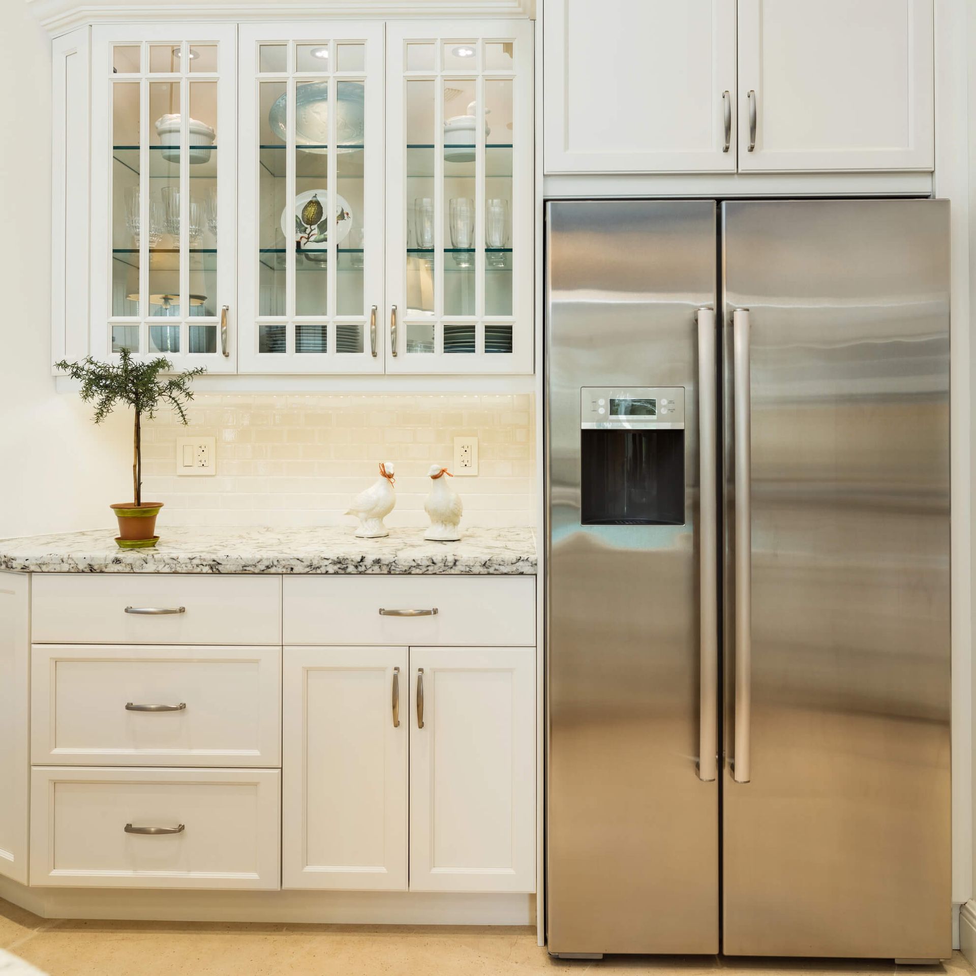 Refrigerator beside the countertop