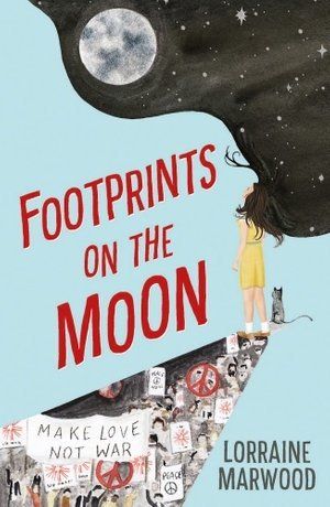 a book cover for footprints on the moon by lorraine marwood .