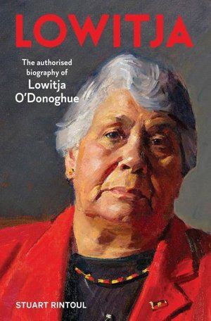a painting of a Lowitja O' Donahue  in a red jacket on the cover of her biography