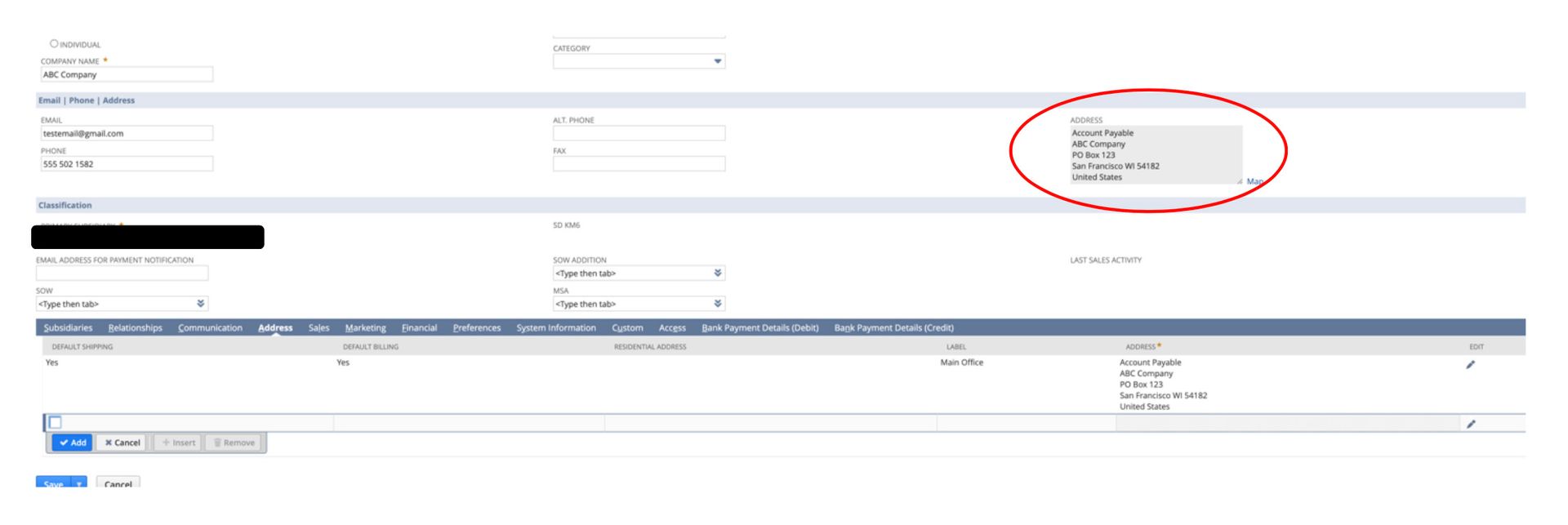 The eighth screenshot showing how to create a customer record in NetSuite. 