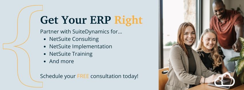 Graphic advertising SuiteDynamics ERP services.