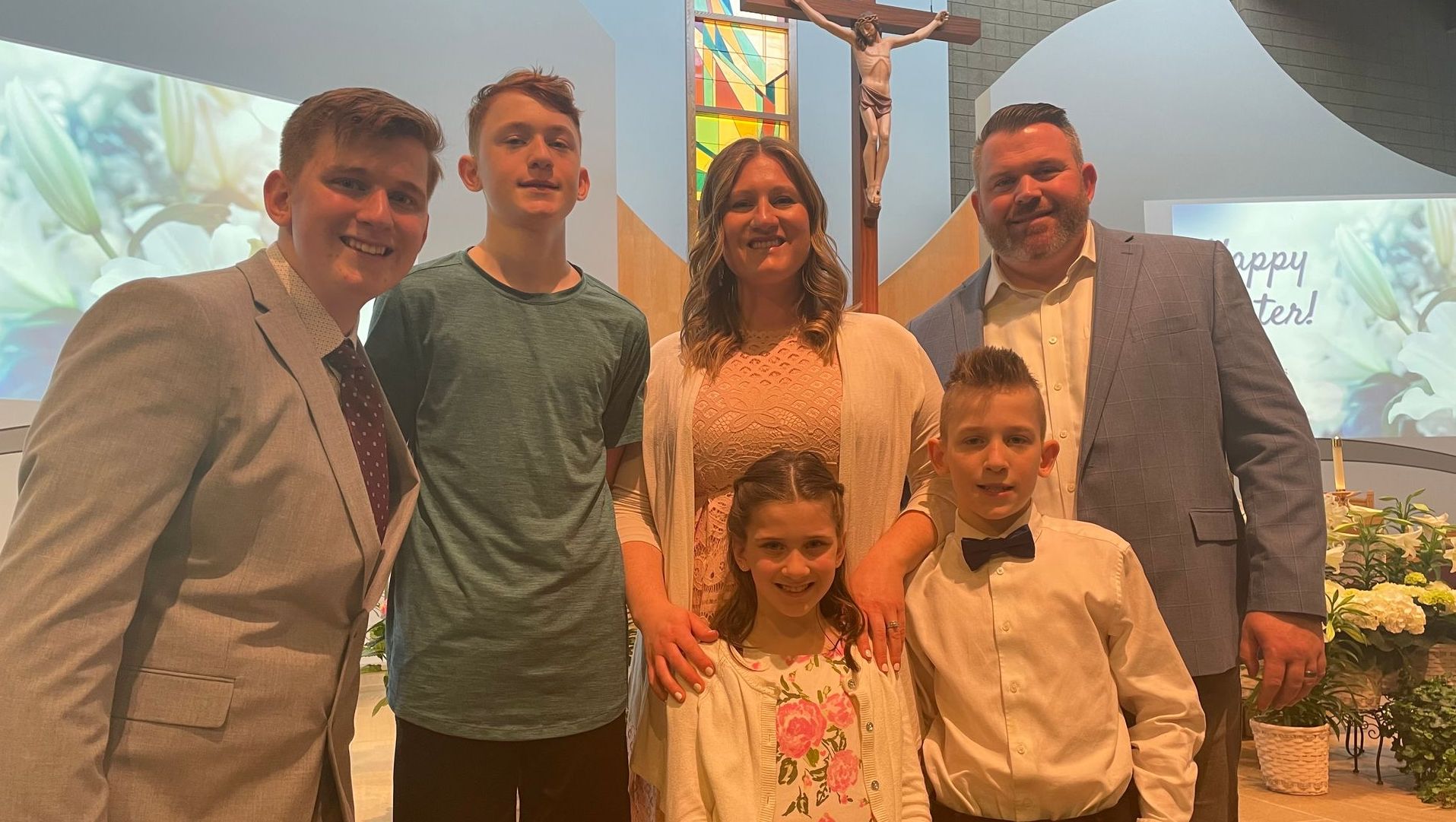 Image of Joe Pometto and his family at church.