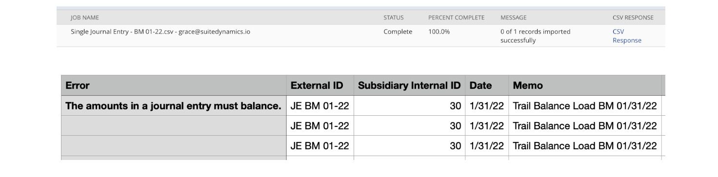 The sixth screenshot showing how to load journal entries into NetSuite via CSV file. 
