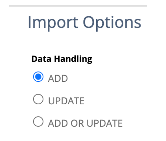 A screenshot of import options.