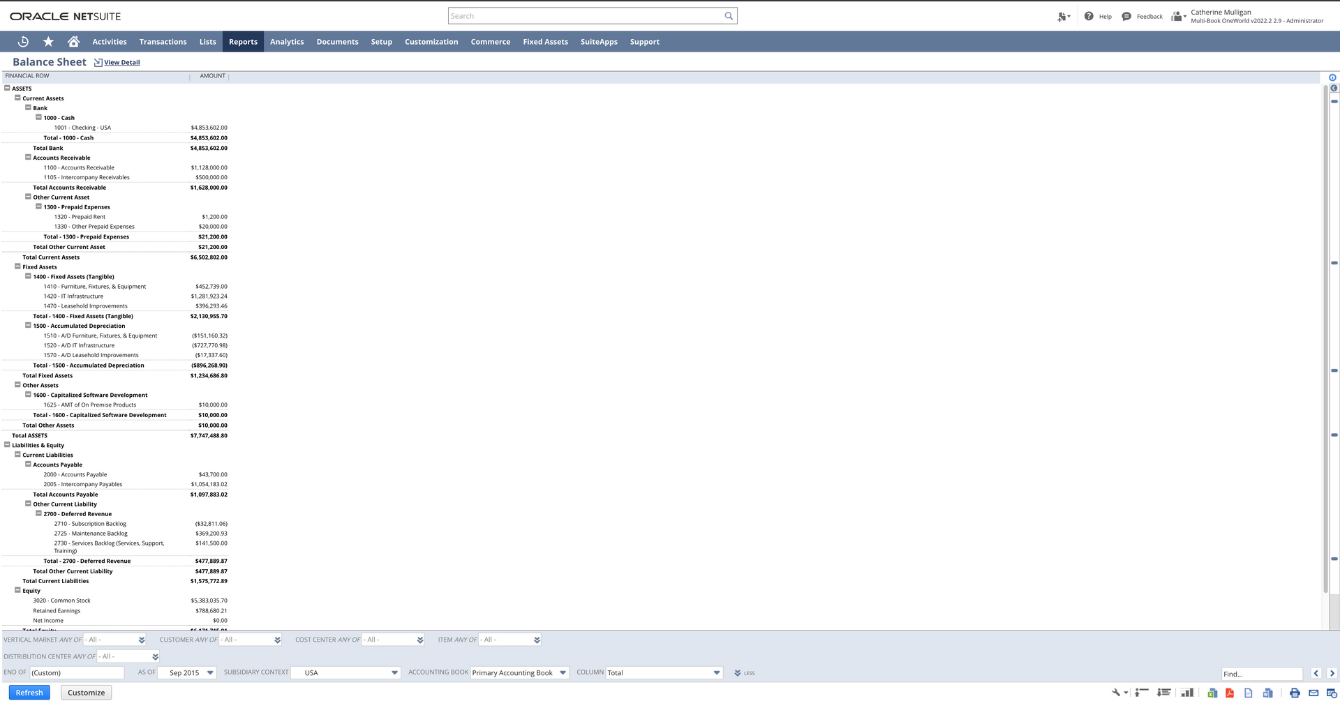 This is a screenshot of a preconfigured NetSuite report.