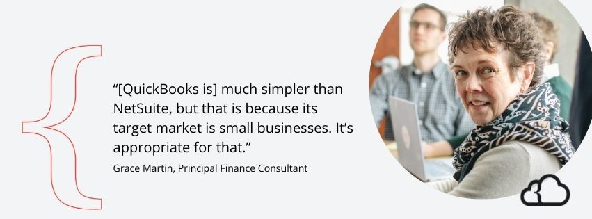 Quote about quickbooks being much simpler than netsuite