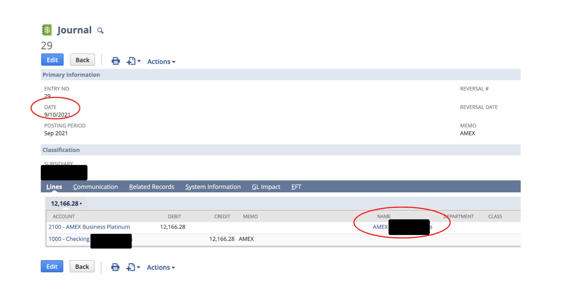 The third screenshot showing how to reconcile a credit card statement in NetSuite. 