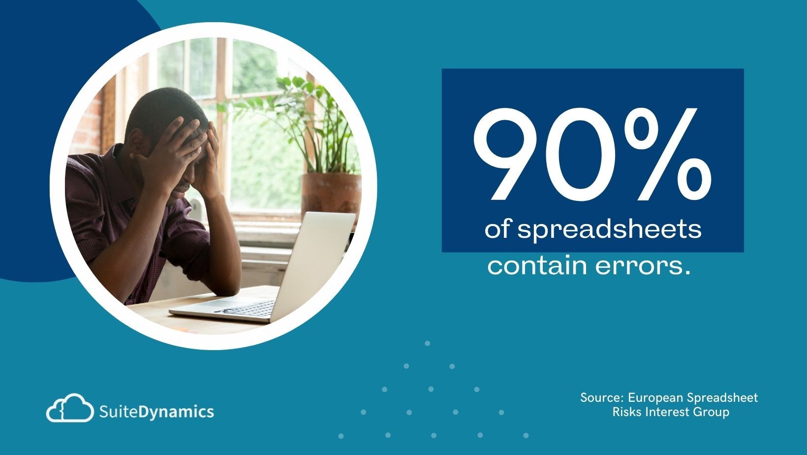 Graphic stating that 90% of spreadsheets contain errors. 