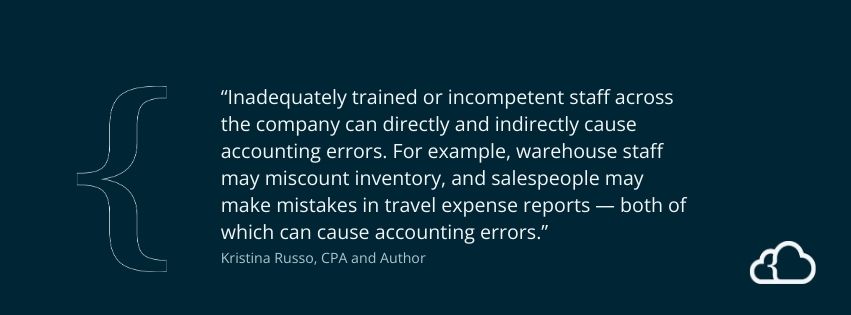 Graphic with a quote from Kristina Russo about the role of staff in consistent financial reporting. 