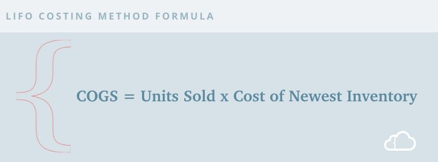 Graphic showing the LIFO costing method formula.