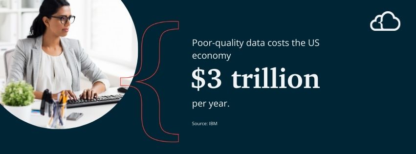 Graphic stating that poor-quality data costs the economy $3 trillion per year. 