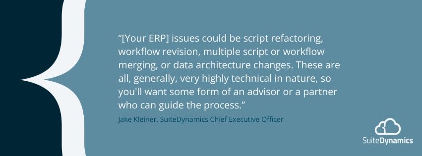 Graphic with a quote from Jake Kleiner about ERP health checks.