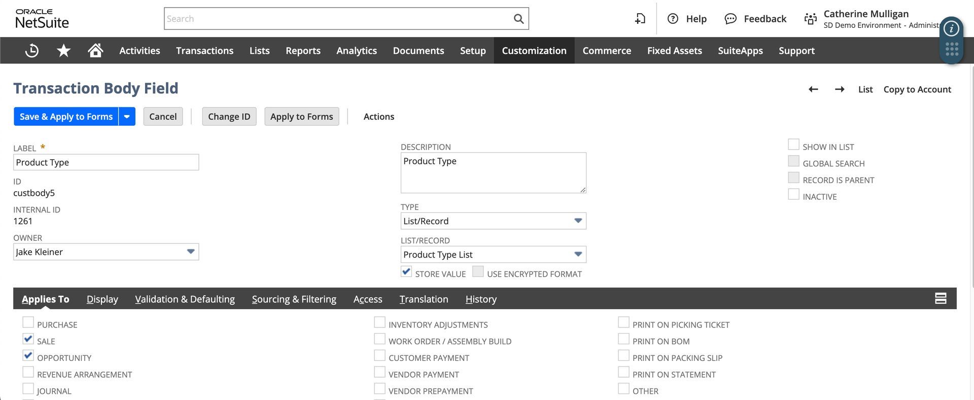 Screenshot of a transaction body field.