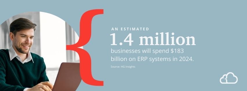 statistic stating 1.4 million businesses will spend $183 billion on ERP systems