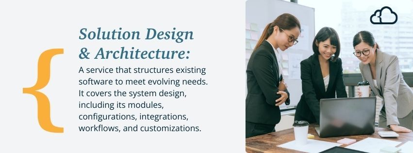 Graphic stating the definition of solution design and architecture.