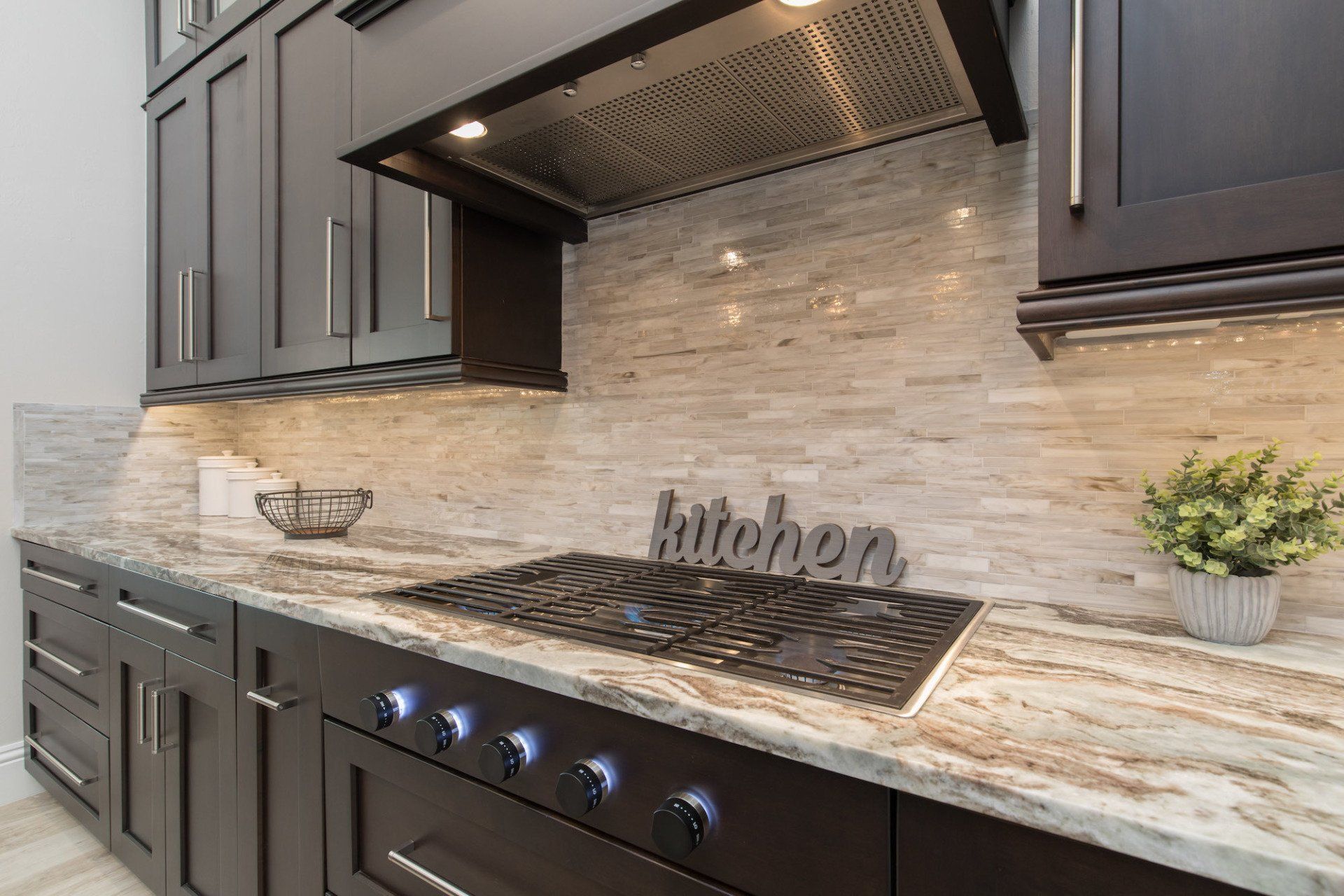 Brown Kitchen with Stove — Fort Myers, FL — Absolute Granite Inc.