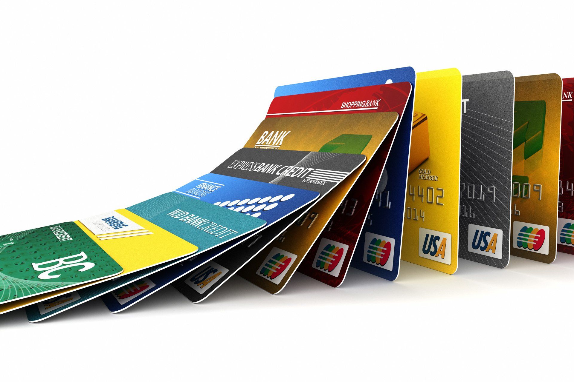 credit cards stacked and falling