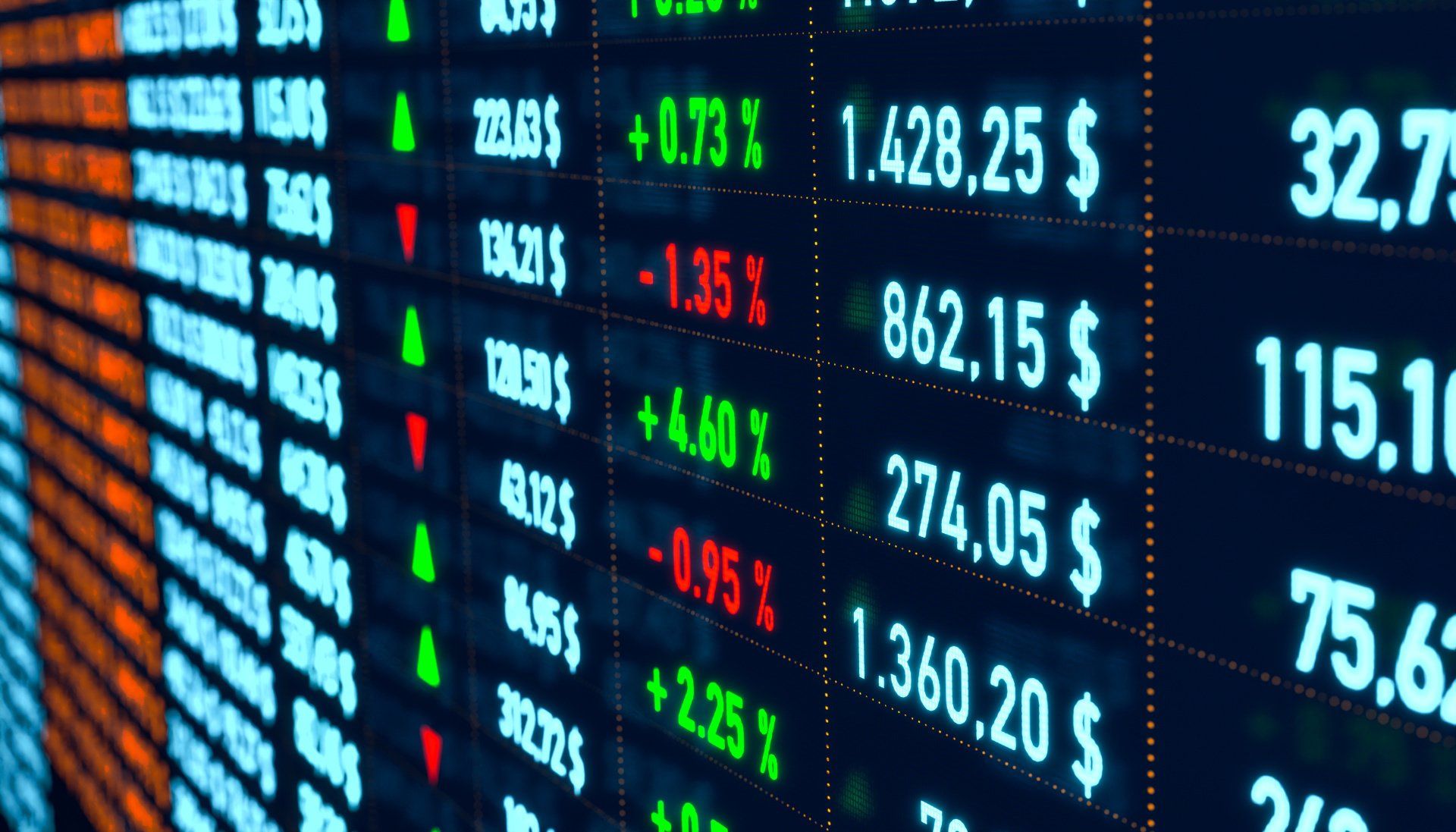 wall of stocks