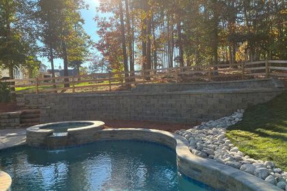 Swimming Pool and Retaining Walls on the Garden — Charlotte, NC — Southern Style Turf & Design